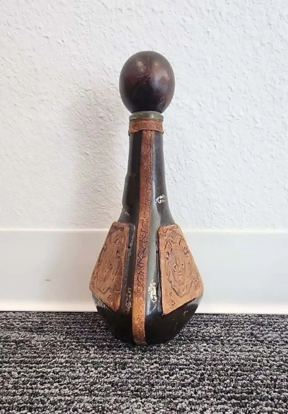 Vintage Italian Leather Wrapped Glass Decanter Made for Rico Industries